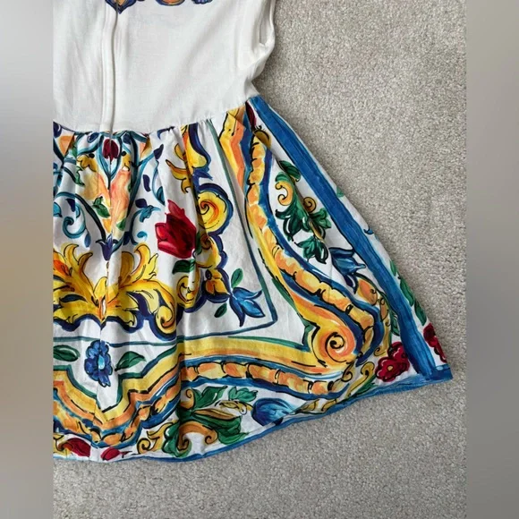Dolce and Gabanna Toddler Majolica print designer dress Authentic Made in Italy - Picture 6 of 11